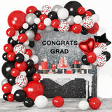 120Pcs Black Red White Silver Confetti Balloons Garland Arch Set BBQ Casino Poker Baby Shower Wedding Birthday Party Decorations