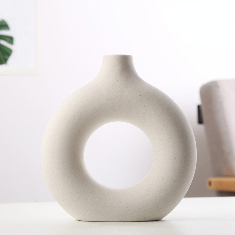 Xpoko Ceramic , Donut Vase , Nordic Decorative Vase , Minimalist Vase , Nordic Vase , Vase Decor , Ring Vase , Nordic Decor