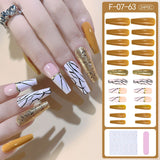 Fashion Heart Star False Nail Press On Nails Women Ballerina French Coffin Fake Nails V Shape Arrow Line Nail Tip Manicure