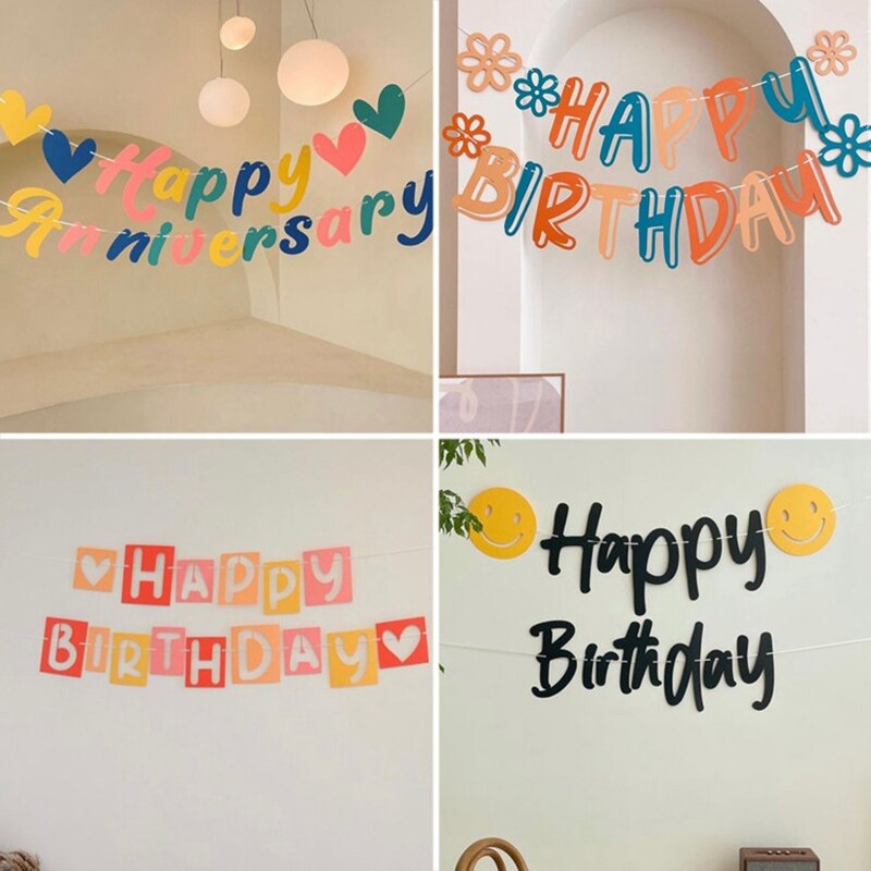 130cm INS Happy Birthday Banner Baby Shower Party Hang Flag Cute Children's Happy Birthday Decoration Party supplies 생일파티