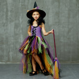 Witch Dress Cosplay Halloween Costume for Kids Girls Carnival Party Children Vampire Maleficent Costume Gothic Girl Tutu Dress