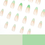 JP1562 French Green Ombre Nails Set Press on 25mm Max