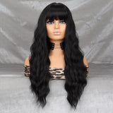 Xpoko Orange Lady Long Straight Synthetic Wig Natural Wave Wig With Bangs Heat-Resistant Cosplay Hair