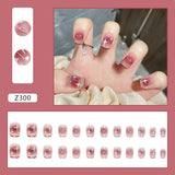 24Pcs Cartoon Short Coffin False Nails Wearable Leopard Streak Fake Nails Full Cover Acrylic Nail Tips Press On Nails Tips