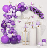 Xpoko 1 Set Of Purple Metal Confetti Balloons Butterfly Stickers Garland Arch Kit Birthday Party Kids Wedding Baby Shower Girls Decor