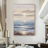 Xpoko Handmade Seascape Art Picture Modern Living Room Decoration Oil Painting Textured Sea Scenery Art Pictures Wall Hangings Artwork