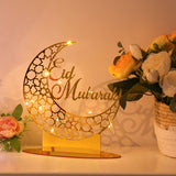 1Pc Eid Mubarak Light Candlestick Tray Decortion Ramadan Muslim Festival Palace Lamp Ornaments For Islam Party Desktop Gifts