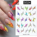 3D Nail Stickers Decals Ink Watermark Spring Summer Black Lines Flower Leaf Tree For Manicures Nail Art Decoration