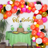 Jungle Safari Theme Party Rose Coral Red Balloon Garland Arch Set Tropical Leaves Boy Girl Birthday Party Baby Shower Decoration