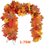 Xpoko 1.75M Artificial Maple Leaf Vine Autumn Maple Leaf Fake Garland For Christmas Halloween Thanksgiving Party Fireplace Fall Decor