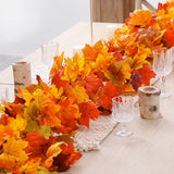 Xpoko 66.3In Artificial Maple Vine Leaves Autumn Decoration Garland Thanksgiving Halloween Garden For Wedding Party Home Fall Decor