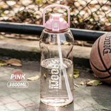 back to school 1/2/3 Liter Big Motivational Water Bottle Gourd with Straw Clear Portable Drinking Bottles Tritan BPA Free Sport water jug cup