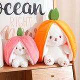 back to school 20-45cm Kawaii Pink Rabbit with Carrot Strawberry Stuffed Animal Bunny Plush Toy Soft Doll Cute Sleep Pillow Novel Gift for Girl