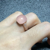 12.6x6mm Classic   Brand Candy Style Ring Zircon Flat Natural Pink Crystal Ring For Women Wedding Party Fashion Jewelry  Gift