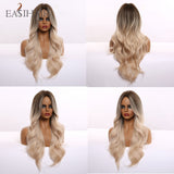 Xpoko EASIHAIR Long Light Blonde Ombre Natural Wave Style Wigs Heat Resistant Synthetic Wigs Middle Part Hair Cosplay Wigs For Women