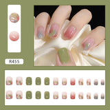 24Pcs Cartoon Short Coffin False Nails Wearable Leopard Streak Fake Nails Full Cover Acrylic Nail Tips Press On Nails Tips