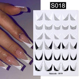 3D Nail Stickers Decals Ink Watermark Spring Summer Black Lines Flower Leaf Tree For Manicures Nail Art Decoration