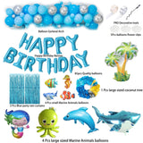Xpoko Ocean Animals Blue Balloons Garland Arch Kit With Shark Bubble Fish For Undersea Theme Kids Birthday Baby Shower Party Supplies