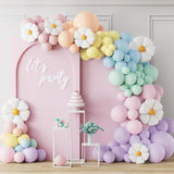 Xpoko 161Pcs Macaron 6 Color Balloon Garland Arches Set Daisy Sunflower Foil Balloons Girls Birthday Party Wedding Decoration Supplies