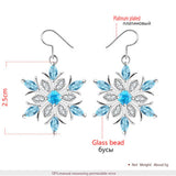 Xpoko 3PCS/Set Trendy Ocean Blue Snowflake Earrings Set Women's Girls Ring Necklace Jewelry Set For Christmas Gift Party Accessories