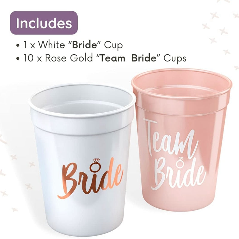 Xpoko 1Set Bachelorette Party Team Bride Plastic Drinking Cups Bridal Shower Gift Bride to be Hen Party Supplies Wedding Decorations