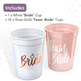 Xpoko 1Set Bachelorette Party Team Bride Plastic Drinking Cups Bridal Shower Gift Bride to be Hen Party Supplies Wedding Decorations