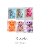 Kawaii Nail Art Cute Bear Resin 3D Nail Charms Glitter Rhinestones Decoration Manicure Accessories