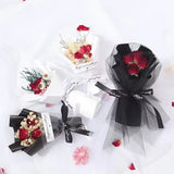 Xpoko Festival Souvenir Dry Flowers Black Crystal Babysbreath Rose High Quality Flower Bundle Valentine's Day Gift Wedding Home Decor