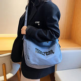 Back to school Korean Version of Leisure Crossbody Bag Large Capacity Commuting School Shoulder Bag New Vintage Letters Versatile Canvas Bag