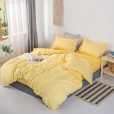 Xpoko back to school Japanese Bedding setï¼?220x240 Duvet Cover With Pillowcase, 210x210 Quilt Covers ,Yellow Plaid Blanket Cover,king Size Bed Set