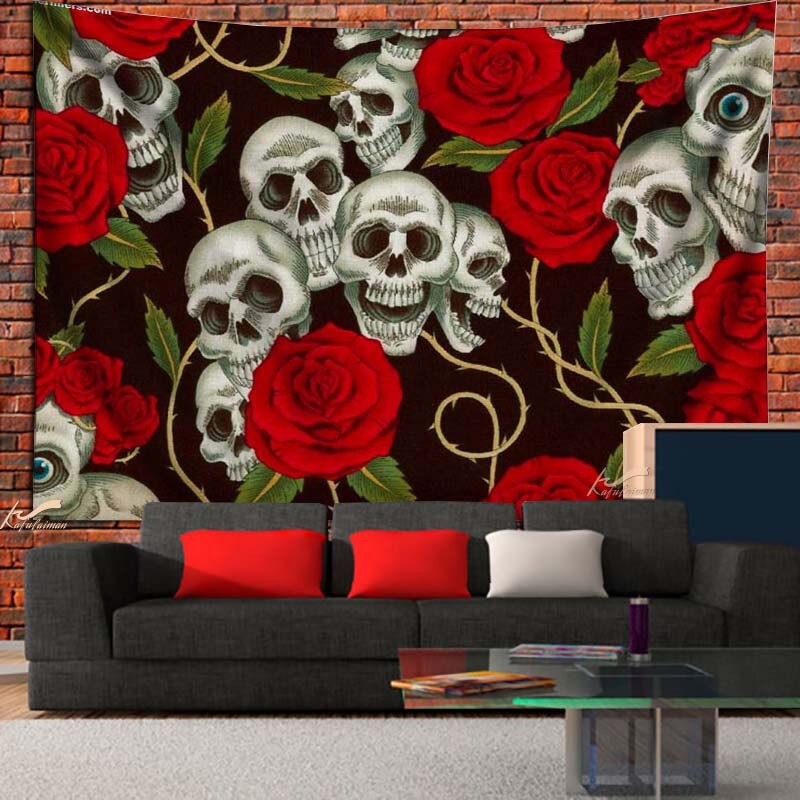 New Skull Print Pattern Home Living Room Bedroom Decoration Tapestry Room Decoration Wall Hanging Beach Towel Can Be Customized