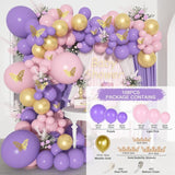 Xpoko back to school Purple Balloon Garland Arch Kit Wedding Butterfly Birthday Party Decorations Gender Reveal Latex Balloon Baptism Baby Shower