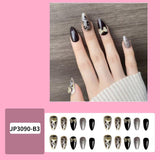 Xpoko 24Pcs/Box Detachable Coffin False Nails Red Heart Design Wearable Long Ballerina Fake Nail With Bow Almond Line Full Cover Nail