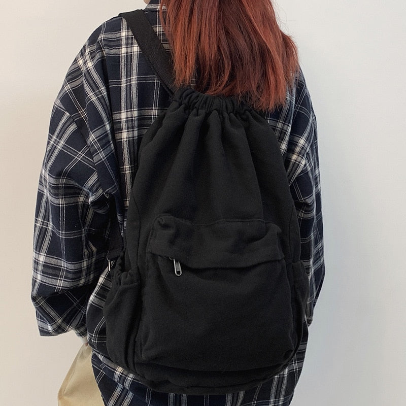 Xpoko Women's Canvas Cute Drawstring Backpack Fashion Women's Laptop Schoolbag Fashion Women's Backpack Cool Girl Travel Schoolbag