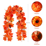 Xpoko 2M Autumn Artificial Maple Leaf Vine Flowers Garland Christmas Hallowee Decor For Halloween Party Home Outdoor Fall Decoration
