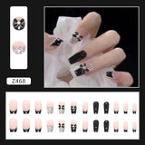 Back to school 24 Pieces/set White Temperament Sweet and Cool Caramel Milk Manicure Finished Wearable Fake Nail Patch Detachable and Waterproof