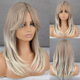 Xpoko Pink Gray With Bangs Long High Temperature Resistant Chemical Fiber Wig Lolita Fashion Party Wig