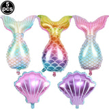 5pcs Mermaid Party Decor Ballons Mermaid Tail Foil Balloons Kids Birthday Party Decor Supplies Baby Shower Decor Helium Globos