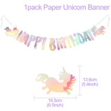 1set Laser Glitter Unicorn Banner Birthday Party Decors Paper Flags Garland Happy Birthday Decorations Kids Party Supplies