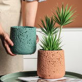 Xpoko 9Cm*8Cm Cement Nordic Modern Perforated Large Bonsai Flowerpot Simple Creative Home Balcony Floor-To-Ceiling Potted Ornaments