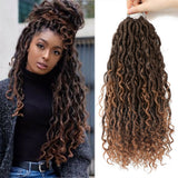 Xpoko Synthetic Crochet Braids Hair Passion Twist River Goddess Braiding Hair Extension Ombre Brown Faux Locs With Curly Hair