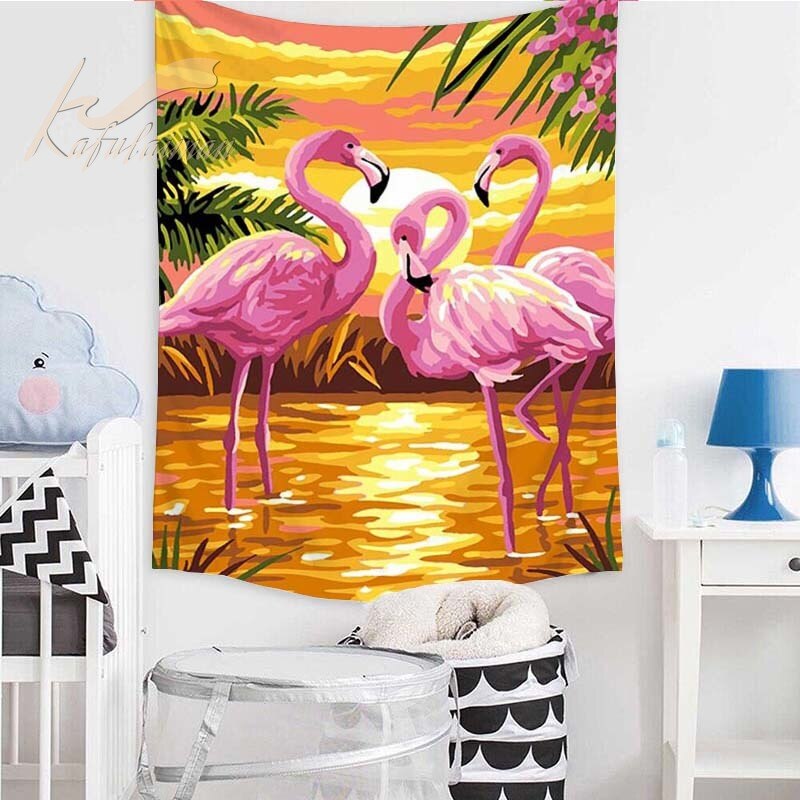 Tropical Plant Cactus Leaf Flower Print Tapestry Pink Polyester Bohemia Beach Towel Flamingo Tapestry Wall Hanging  Dropshipping