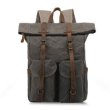 2022 men's bag Horseskin canvas backpack oil wax canvas bag men's waterproof wear-resistant outdoor travel bag men's backpack