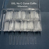 500pcs/box XXL Straight Square Extra Long Acrylic Nail Tips No C Curve Half Cover Artificial False Tip Nails Tool