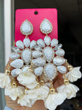 Xpoko New India Women Earrings Flower Tassel Earrings For Womebig Rhinestones Pendant Crystal Statement Earrings Fashion Jewelry Gift