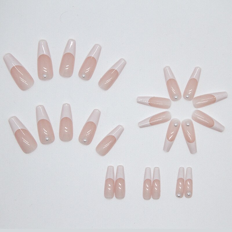 Z260 French Nude Nails Press on Long Ballerina Fake Fingernails