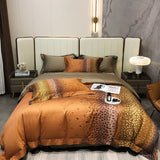 Leopard Print Bedding Set Luxury Egyptian Cotton 4pcs Soft Quilt/Duvet Cover Bed Sheet Pillowcases Queen King Size Home Textile