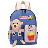 2022 Cartoon Bear Canvas School Bags For Gilr Cute Kids Kindergarten SchoolBags Children Backpacks Girls Boy Book Bags Back Pack