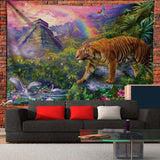 Forest Tiger Pattern Living Room Tapestry Bedroom Background Wall Hanging Tapestry Tatami Bedside Art Decor Tapestry