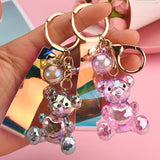 Back to School  Symphony Faceted Bear Keychain Heart Pendant Leather String Accessories Bag Pendant Female Women Accessories Key Holder